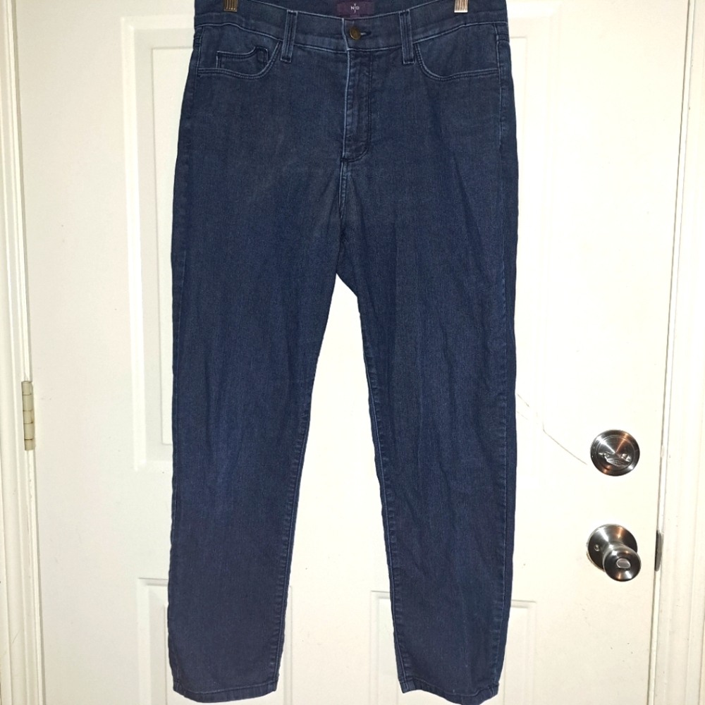 Nydj Rhinestone Back Pockets Size 12 Dark Wash